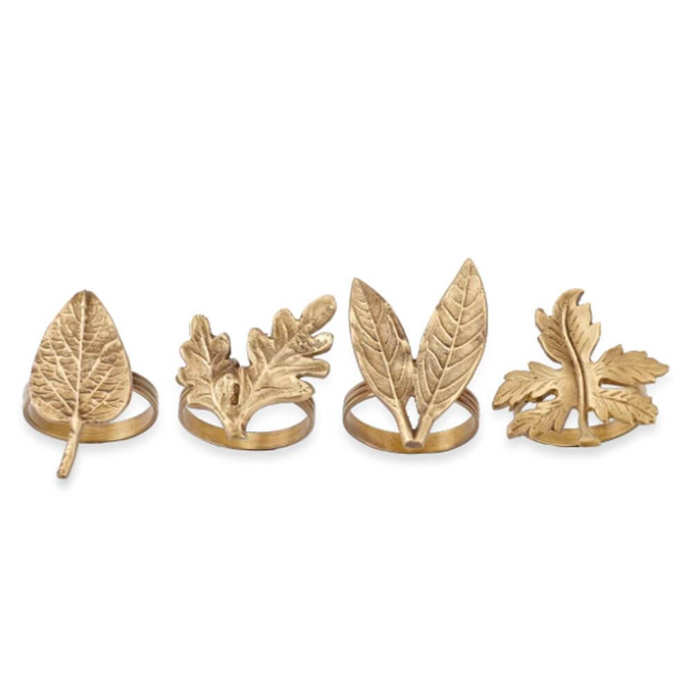 Nkuku Leaf Brass Napkin Rings